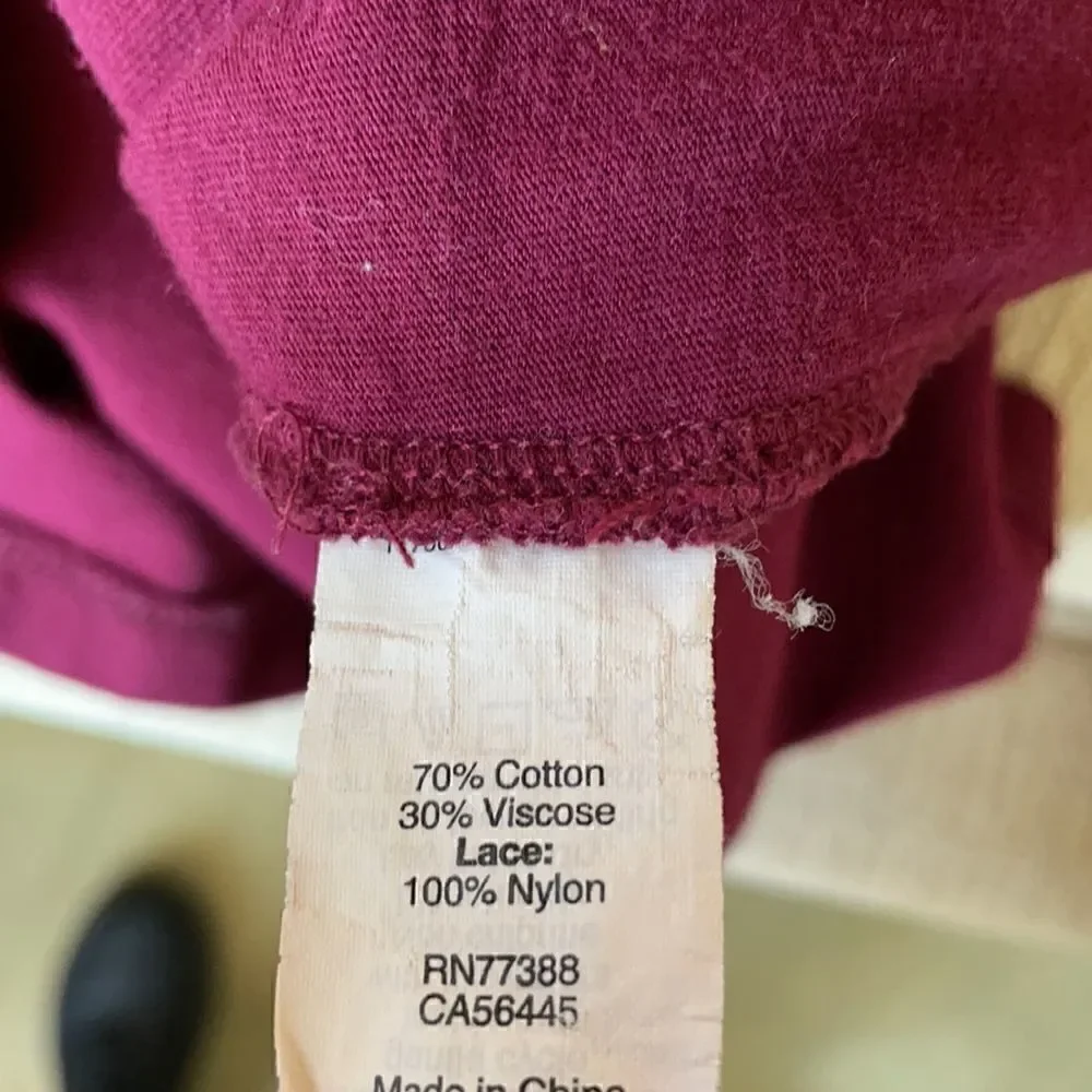J. Crew Burgundy Crew Neck Pullover Lightweight Lace Top (Size: Small)